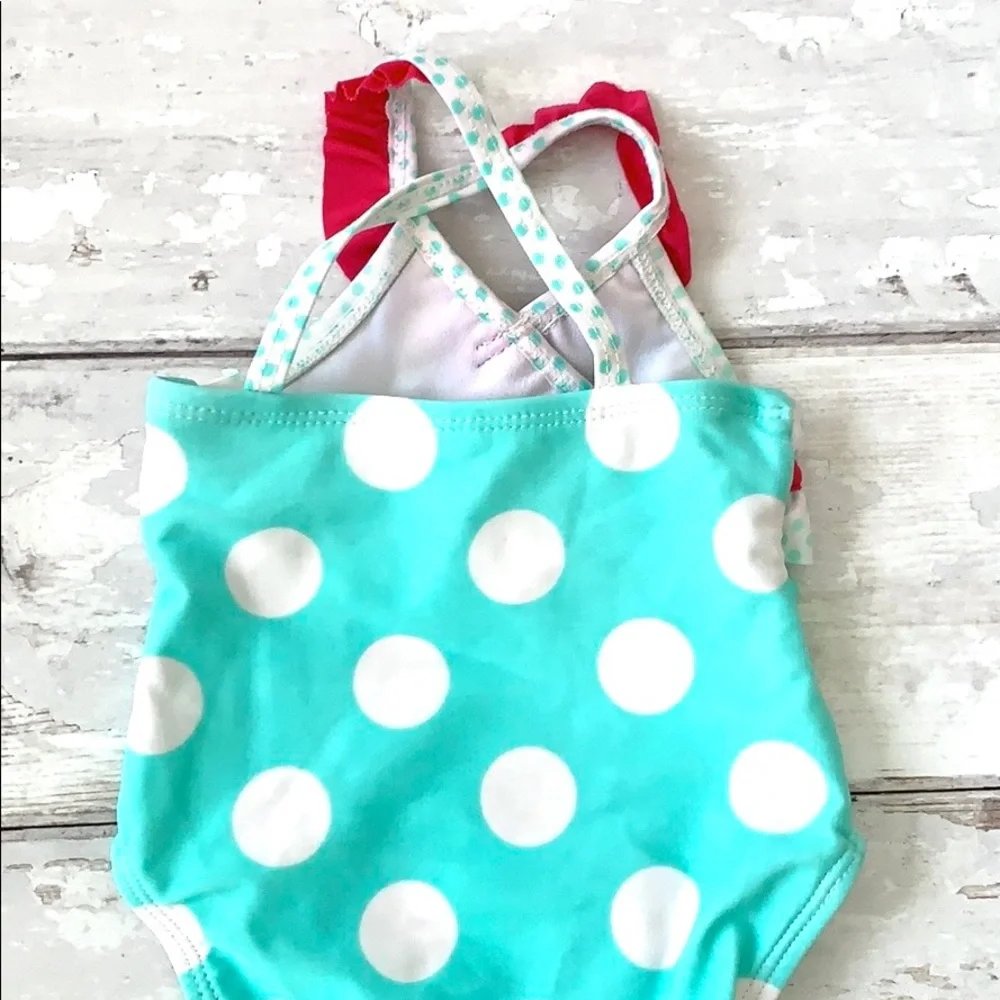 Baby Girl 0-3m Cat & Jack Swimsuit Mint Green Polka Dots Ruffles NB Newborn